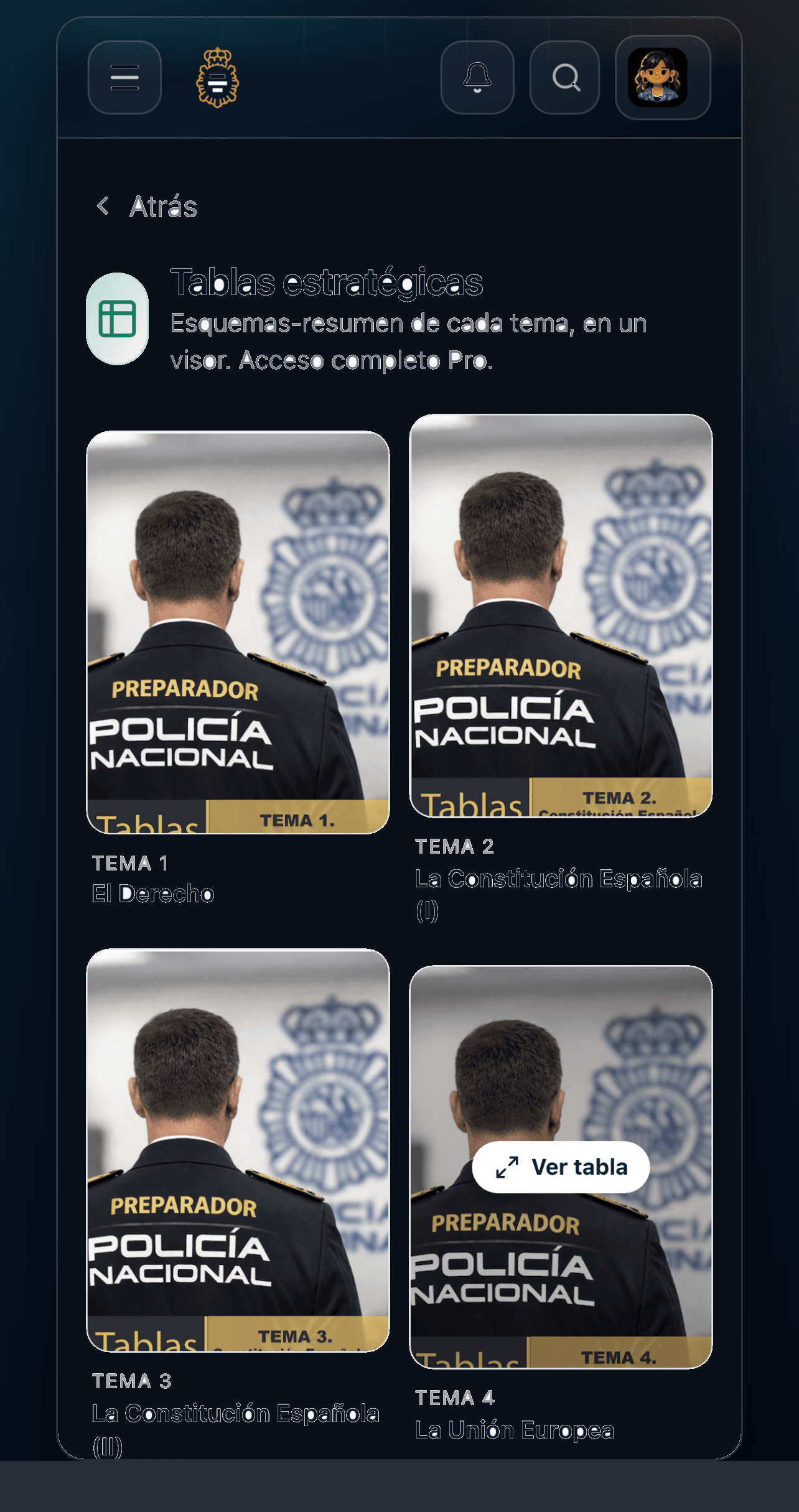 Tablas estratégicas: cada tema del temario resumido en un esquema